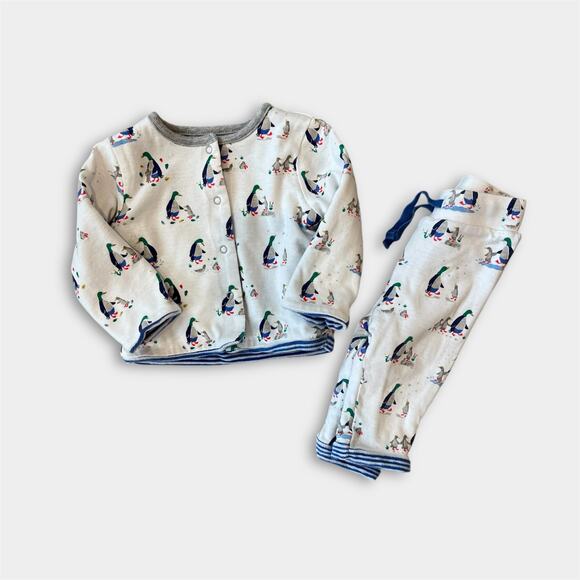 Mini Boden Cosy Velour Reversible Jacket & Pants Set Stoway Blue 3-6 Months - Picture 1 of 15